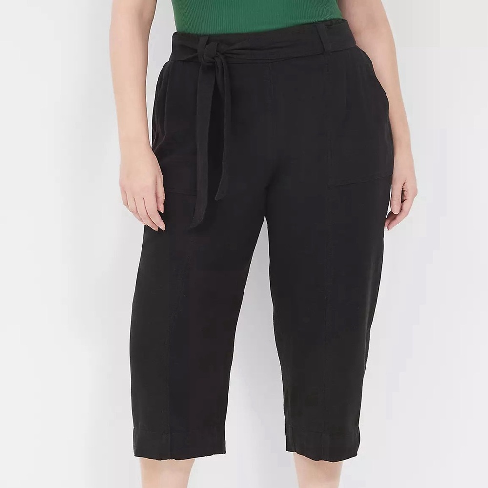 Lane Bryant Belted Wide Leg Cropped Pants
